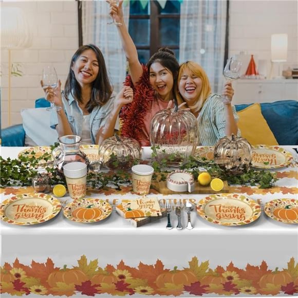 Thanksgiving Tablecloth 2 Pack 54" X 108" Fall Party Supplies Pumpkins - Picture 3 of 6